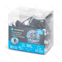 Niskonapięciowe lampki choinkowe małe mleczne kulki 50led Zimne 5m+3m